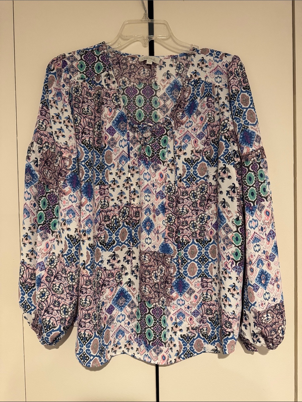 Chenault Multicolor Patchwork Peasant Blouse